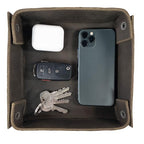 Hide & Drink, Leather Catchall Change Keys Coins Jewels Box Tray Big Storage, Handmade Includes 101 Year Warranty :: Dark Jade - color: Dark Jade
