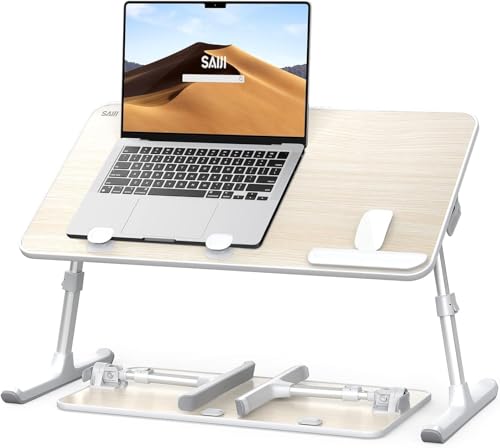 Laptop Desk for Bed, SAIJI Lap Desks Bed Trays for Eating Writing, Adjustable Computer Laptop Stand, Foldable Lap Table in Sofa and Couch（20.5x11.8 Teak - color: Teak, size: 20.5 x 11.8 In