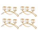 4 Pcs 3-Arm Crystal Tealight Candle Holders, Elegant Metal Arch Candlestick Centerpiece for Wedding, Party, Dining Room Table Decorations, Anniversary (4, Gold-3 Arm) - size: Gold-3 Arm