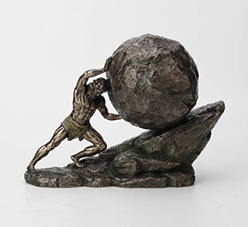 Veronese Design 8 1/8 Inch Sisyphus and The Eternal Boulder Cold Cast Resin Bronze Finish Statue Home Decor - color: Cold Cast Bronze Finish