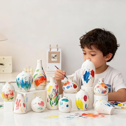 White Ceramic Vase Set of 12, Small Vases for Flowers Ceramic Vases for Pampas Grass Vase Bulk for Wedding Table Centerpieces Decoration Boho Christmas Home Decor DIY Gift - color: White-gh-12