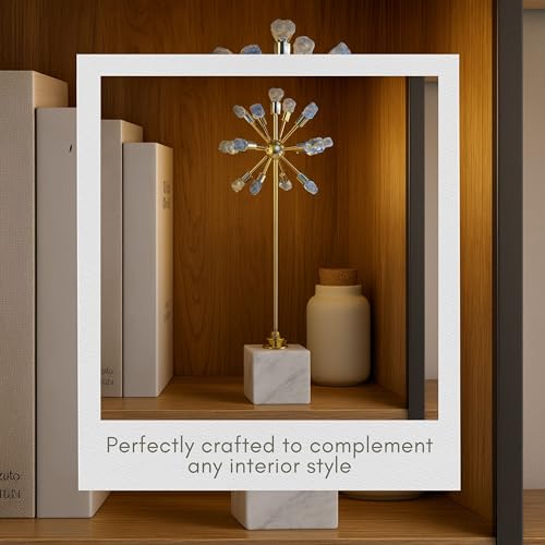 Serene Large Blue Starburst Statuary Decorative Object – Large Metal, Marble & Stone Modern Home Decor – Contemporary Shelf & Coffee Table Decor for Office & Living Room – 20", Blue - size: 20"