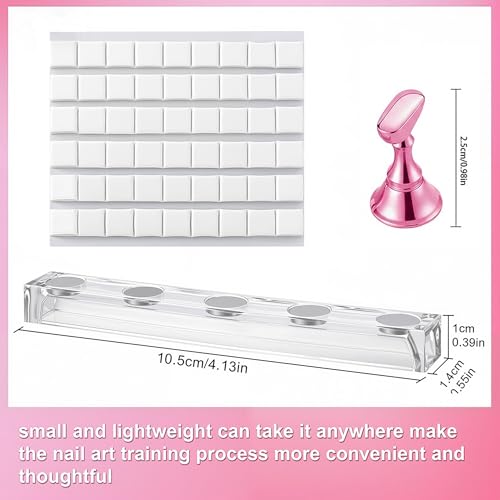 Nail Stands Acrylic Nail Art,Press on Nail Stand Magnetic Nail Tips Practice Holder 54 Pcs Reusable Adhesive Putty for DIY Painting(Pink - color: Pink