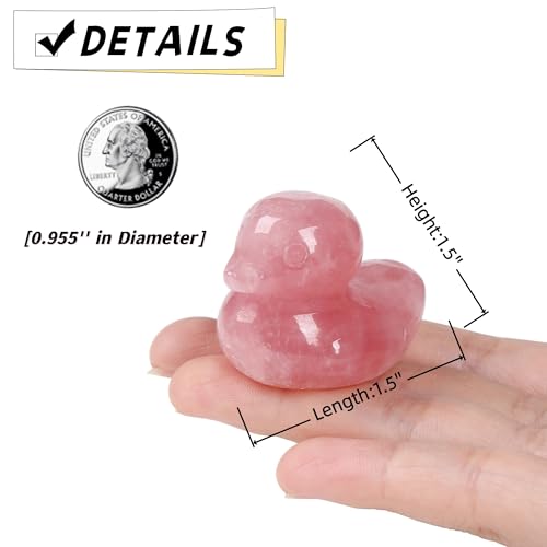 QINJIEJIE Duck Decor Rose Quartz Crystals Ducks Figurine Gemstone Healing Crystal Stone Cute Animal Statue Lucky Funny Home Room Desk Decor Stocking Stuffers Pink Duck Gifts for Women - color: Rose Quartz