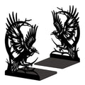 Peacoblue Metal Bookends for Shelves, Modern Decorative Heavy Duty Study Book Ends Stoppers for Office, Desk, Shelf, Room 5.3"x4.3"x7.9" Cast Iron Simple Tall Bookends 1 Pair (Moon and Crow) - style: Moon and Crow
