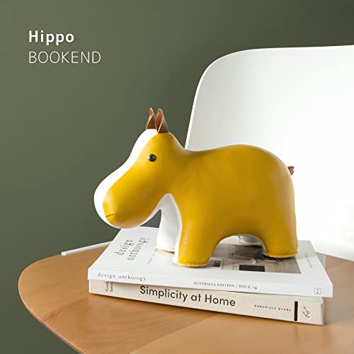 Zuny, Classic Series Bookend Ochre Yellow for Shelves, Office Decorative- Hippo - color: Hippo Yellow