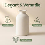 White Ceramic Bud Vase Minimalist Small Flower Vases Floral Arrangement Holder Bottle for Home Office Decor