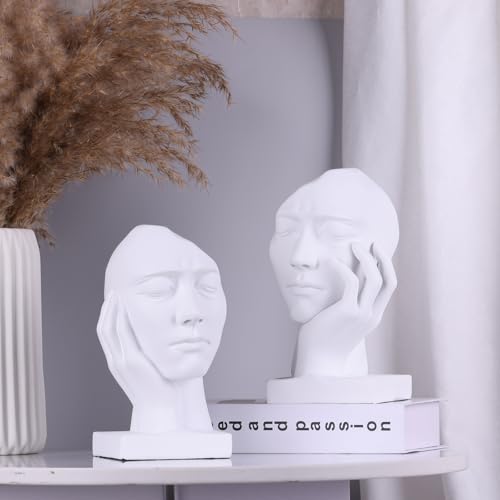 Unique Bookends for Shelves,Philosopher Book Ends Thinker Statue, Heavy Duty Book Shelves Decor, Modern Creative Office Company Bookends Ornament Decorations - color: White