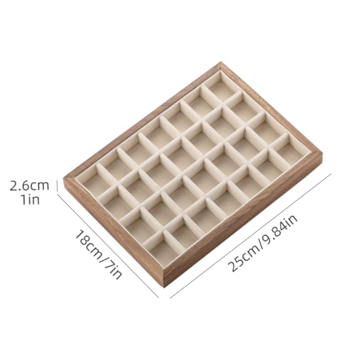 28-Grid Black Walnut Wooden Jewelry Tray with Velvet Lining, Premium Jewelry Display Tray for Earrings and Rings, Drawer Organizer Display Tray for Women's Jewelry Collection - color: 28 grid