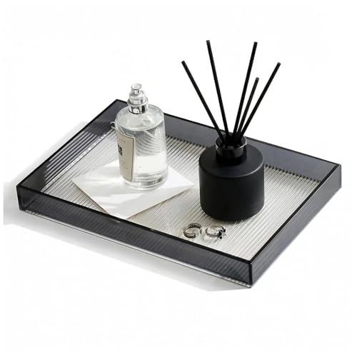 12"x8"Bathroom Vanity Tray for Counter,Black Acrylic Perfume Tray for Dresser,Kitchen soap Dispenser Tray,Coffee Table Tray Decor,Lucite Jewelry Candle Valet Tray,Toilet Organizer - size: 11.8" x 7.9" x 1.3"