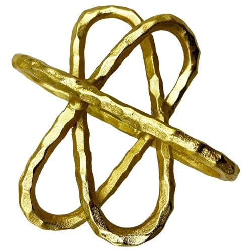 Pemberly Row Handmade Aluminum Abstract Sculpture, Gold Finish, 8x8x3 Inches, Decorative Modern Design for Living Room, Bedroom, or Office Decor - color: Gold