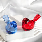 kanpura 2 Pack Glass Bird Statues Crystal Bird Figurines Handmade Modern Animal Statue Ornament for Living Room, Bedroom, Office Desktop, Cabinets(Dark Blue) - color: Blue