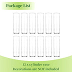 Hewory Cylinder Glass Bud Vases: Set of 12 Small Clear Skinny Single Flower Vase for Centerpieces - Minimalist Bulk Vases for Wedding Birthday Bridal Shower Party Events Table Decor, 5.91"(H)×1.8"(D)