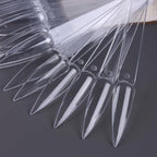 150 Pcs Nail Swatch Sticks with Ring, Clear Pointed Shaped Nail Art Polish Display Tips, Stiletto False Nail Sample Sticks, Nail Practice Color Display Board Manicure Home DIY Salon Supplies - color: Clear Stiletto Shaped