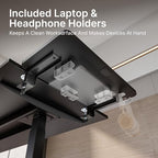 PEGZONE Desk Extender Tray, 24" x 12" Clamp On Desk Shelf, Desk Extension with Laptop Holder, Table Desk Arm Rest, Clamp On Keyboard Tray for Office and Home, Workstation Organizer, Medium, Black - size: 24 x 12 inch, style: Black with laptop shelf