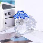 YWHL Blue Crystal Forget Me Not Flowers Gifts for Women, Handmade Glass Flower Bouquet Collectible Figurine for Tabletop Centerpieces - color: Blue