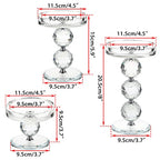 OwnMy Set of 3 Crystal Glass Pillar Candlestick Holders Clear Pillar Candle Holders Sets, Tealight Votive Candle Stands Modern Candle Centerpiece for Living Room Wedding Decor