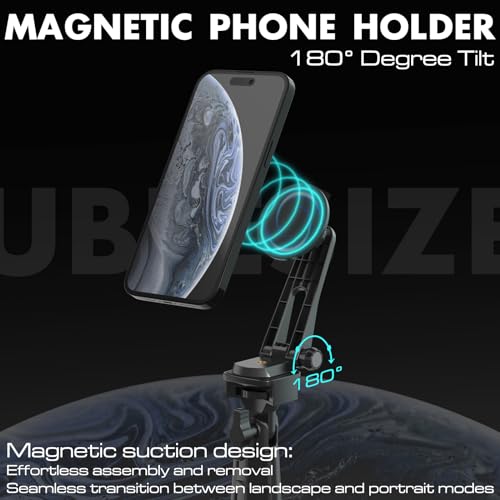 UBeesize 12'' LED Ring Light with 62'' Tripod Stand and Magnetic Phone Holder, Selfie Ring Light for Video Recording, Live Streaming, Compatible with iPhone & Android (Black) - color: Black Magnetic, size: 12-in