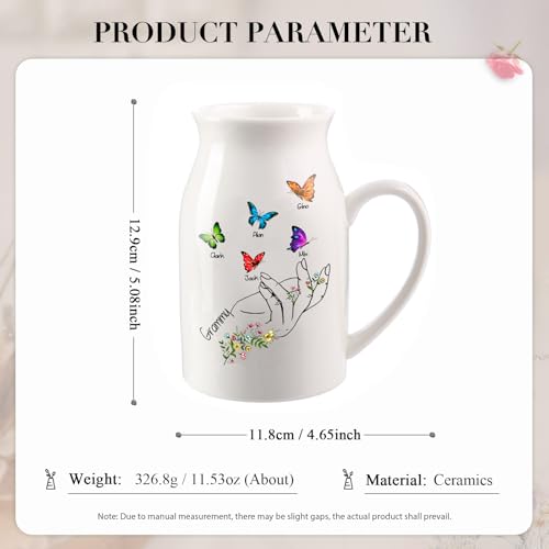 Personalized Flower Vase Small Ceramic Vase Custom with Kid's Name Mother's Day Birthday Gift for Mom, Wife, Grandma, Mama, Nana for Home Decor Living Room Bedroom - color: Style 05