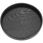 Round Wood Serving Tray, Solid Wooden Decorative Tray Non-Slip Tea Coffee Table Tray Snack Plate Food Meals Serving Tray with Raised Edges for Home Decor Kitchen Restaurant (9.5inch, Black) - size: 9.5"