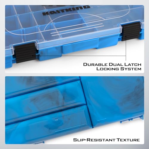 KastKing Tackle Boxes, Plastic Box, Plastic Storage Organizer Box with Removable Dividers - Fishing Tackle Storage - Box Organizer - 2 Packs /4 Packs Tackle Trays - Parts Box - color: Blue Camouflage, size: 3600(2Pack)