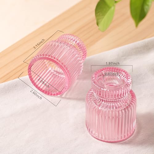 DARJEN 6 Pcs Pink Candlestick Holders - Glass Taper Candle Holders Tealight Votive Candle Holders for Table Centerpieces, Wedding, Dinner Party, Home, Gifts - color: Pink, size: 6Pcs
