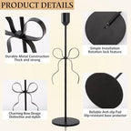 Bow Candle Holder - Bow Candlestick Holder Set of 3 Metal Gold, Modern Decorative Taper Candle Holder for Centerpiece Wedding Dining Table Holiday Housewarming Gift (Black)