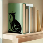 Black Fox Metal Bookends for Shelves, Exquisite Fox Bookshelf Decor Book Ends for Heavy Books, Home School Office Desk Decoration, Book Stopper for Study and Birthday Gift - style: Fox