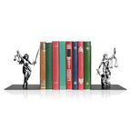 Lady Justice Statue Bookends - Metal Scales of Justice Decor for Law Office, Lawyer Gifts, Bookshelf or Desktop, 4.7x4.7x6 Inch Rustic Lawyer Office Decor