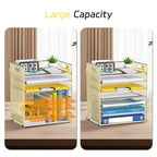7 Tier Paper Organizer - Mesh Desktop File Holder with Handles for Office School Desk (Gold) - color: Gold
