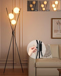 3 Globe Dimmable Tripod Floor Lamp, Mid Century Standing Lamps with 3Pcs 3000K Bulbs Included, Modern Tall Lamp for Living Room Bedroom Office-Black - color: 3 Globe-Black