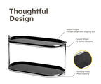 2 Tier Metal Frame Perfume Organizer in black - morden, stylish, minimalist tiered tray for Watch, Jewelry, Brooch Skincare, - Elegant Countertop Display Shelf for Dresser, Vanity, Bathroom