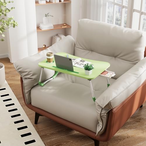 Lap Desk Bed Trays for Eating and Laptops Breakfast in Bed Tray for Sofa/Couch/Study/Reading/Writing with Cup Holder/Drawer On Low Sitting Floor Large Portable Foldable (Green) - color: Green