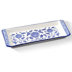 11" Blue and White Porcelain Serving Tray, Blue and White Decor Elegant Coffee Table Tray, Handcrafted Coffee Table Tea Tray Decor, Ceramic Small Tray for Kitchen Sandwich Snack Appetizer Dessert