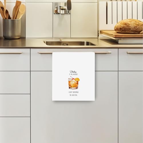 Whiskey Gifts Kitchen Towels - Whiskey Lover Gifts Decorative Waffle Dish Towels, Cocktail Hand Towel, Cocktail Tea Towel, 16 x 24 Inches - color: Whiskey