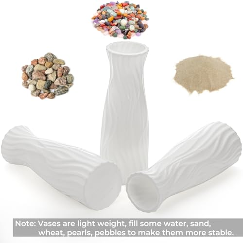 SOUJOY 10 Pack Composite Plastic Flower Vase, White Conic Floral Vase Home Decor Centerpieces, Small Unbreakable Vases for Decor Living Room - size: 7.11 cm x 7.11 cm x 20.1 cm