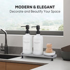 Kitchen Soap Dispenser Set with Instant Dry Tray,16 Oz Hand and Dish Soap White Glass Dispenser Set,Stainless Steel Pump,Waterproof Labels,Dish Brush,Luxury Soap Bottle for Kitchen,Bathroom - color: White Bottle+black Pump