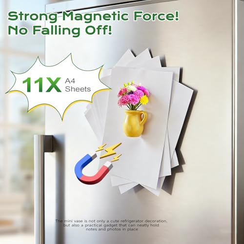 Renmxj Mini Ceramic Vase Magnets for Fridge, Cute Tiny Plant Vase Fridge Magnets for Kitchen Refrigerator Office Locker Decoration with Fake Flowers (5 Pack) - color: 5 Pack