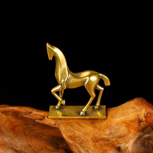 Retro Handcrafted Elegant Abstract Horse Statue 100% Solid Brass with Smooth Curves Raised Leg, Ideal Home Decor Item Collectible Desk Accessory Office Scene Ornament Artistic - Artistic Enhancement - style: Artistic Horse