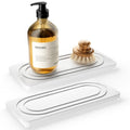 Water Absorbing Stone Tray, Quick Drying Diatomite Bathroom Tray Countertop, Stone Drying Mat for Kitchen Counter, Soap Dish Dispenser Vanity Organizer, White-B-8.3" x 4" - color: White B
