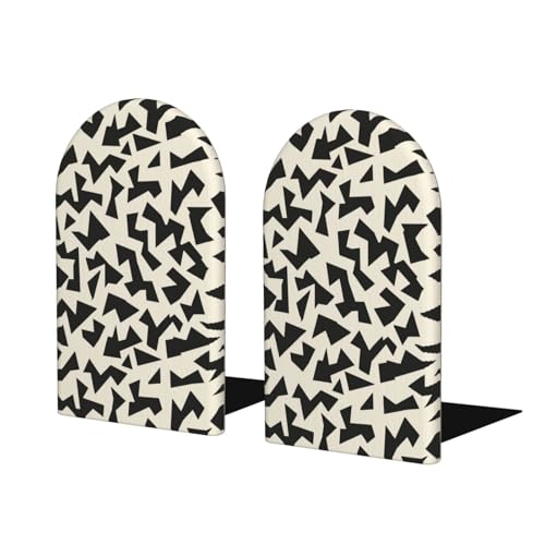 Minimalist Fragmented Angular Shapes Bookends for Shelves 2 Pcs Wooden Book Stopper Organizer for Home Office Libraries