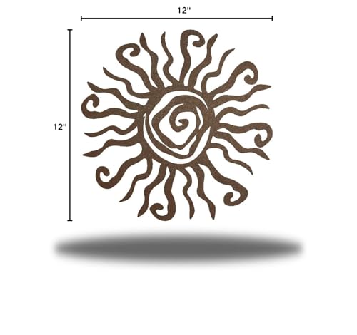 Riverside Designs Wacky Sun Metal Wall Art Indoor/Outdoor Decor - 12" Rust Rust Proof Wall Sculpture - Made in USA - Ideal for Bedroom, Garden, Home, Patio and Farmhouse - color: Rust, size: 12"L x 12"W