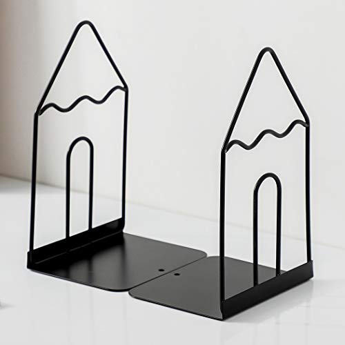 Minimalist Style Bookends Metal Adjustable Books Holder Stand Book Rack Desk Bookend - Pen, Black - color: Pen, Black
