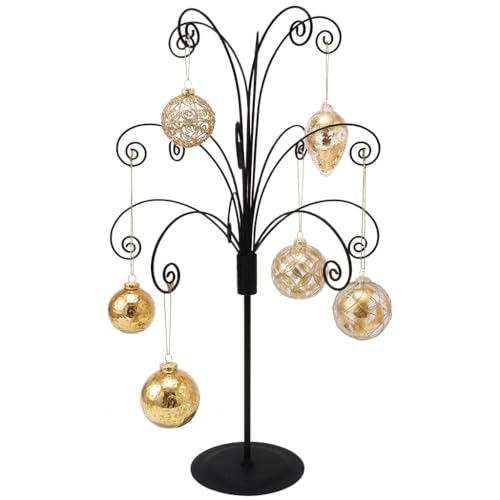 HOHIYA 20” Ornament Display Stand Black Metal Hanging Tree Holder for Swarovski Crystal Glass Ornaments Tabletop Christmas Halloween Easter Decoration Display Rack - color: Black
