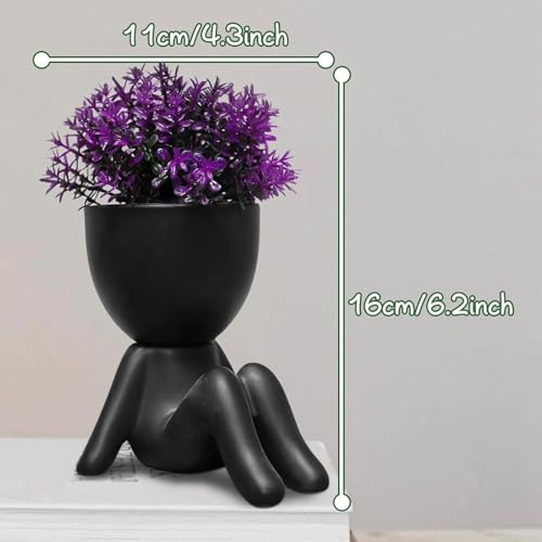 Zerzsy Fake Plants Mini Artificial Greenery Potted Plant for Home Decor Indoor Office Small Fake Plants Decor Cute Faux Succulent Desk Decoration for Office - Set of 1 - color: Black-g