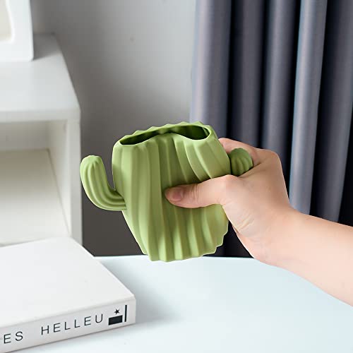 Silicone Pen Holder Cactus Cute Pencil Holder Cup Pot for Desk for Kids Office Decor Desk Organizer Makeup brush Holder Toothbrush Holder (Green) - color: Green