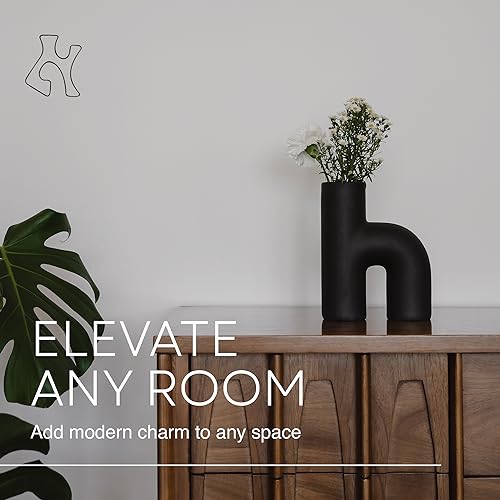 Lila Abstract Sculptural Decorative Modern Vase, Black