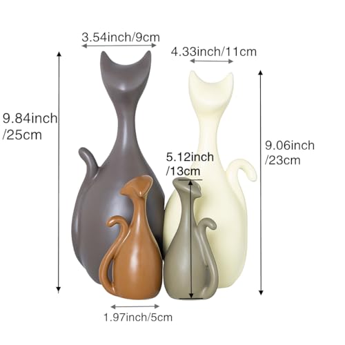 Ceramic Statue,Cat Family Figurines Porcelain,Creative Ceramic Decorative,Crafts Ornaments Home Decor,Memorial Gift for Parents,Suitable for Shelf,Bookself (Nordic Cat Family) - color: Nordic Cat Family