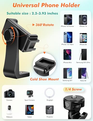 Nineigh 71" Tripod for iPhone, Phone Tripod Selfie Stick with Remote, Cell Phone Tripods & Tall Travel Tripods for Recording Video Selfies Photo, Compatible with iPhone 17 16 15 14 Pro Max 13 Android - size: 71 Inch