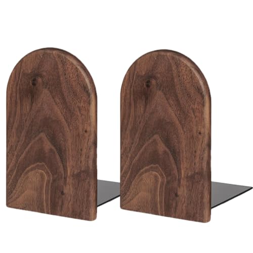 Book Ends for Shelves Heavy Duty Books Bookend Book End Decorative Wooden Book Holders Book Stopper for Shelves Coolest Shelf Bookends for Kids Books Shelf Holder Organizer Accessories (Walnut 1 Pair)